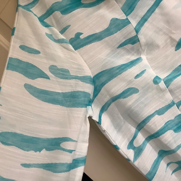 Truth + Style Woven Jacquard A-Line Jacket Topper White Aqua SZ L - Picture 7 of 16